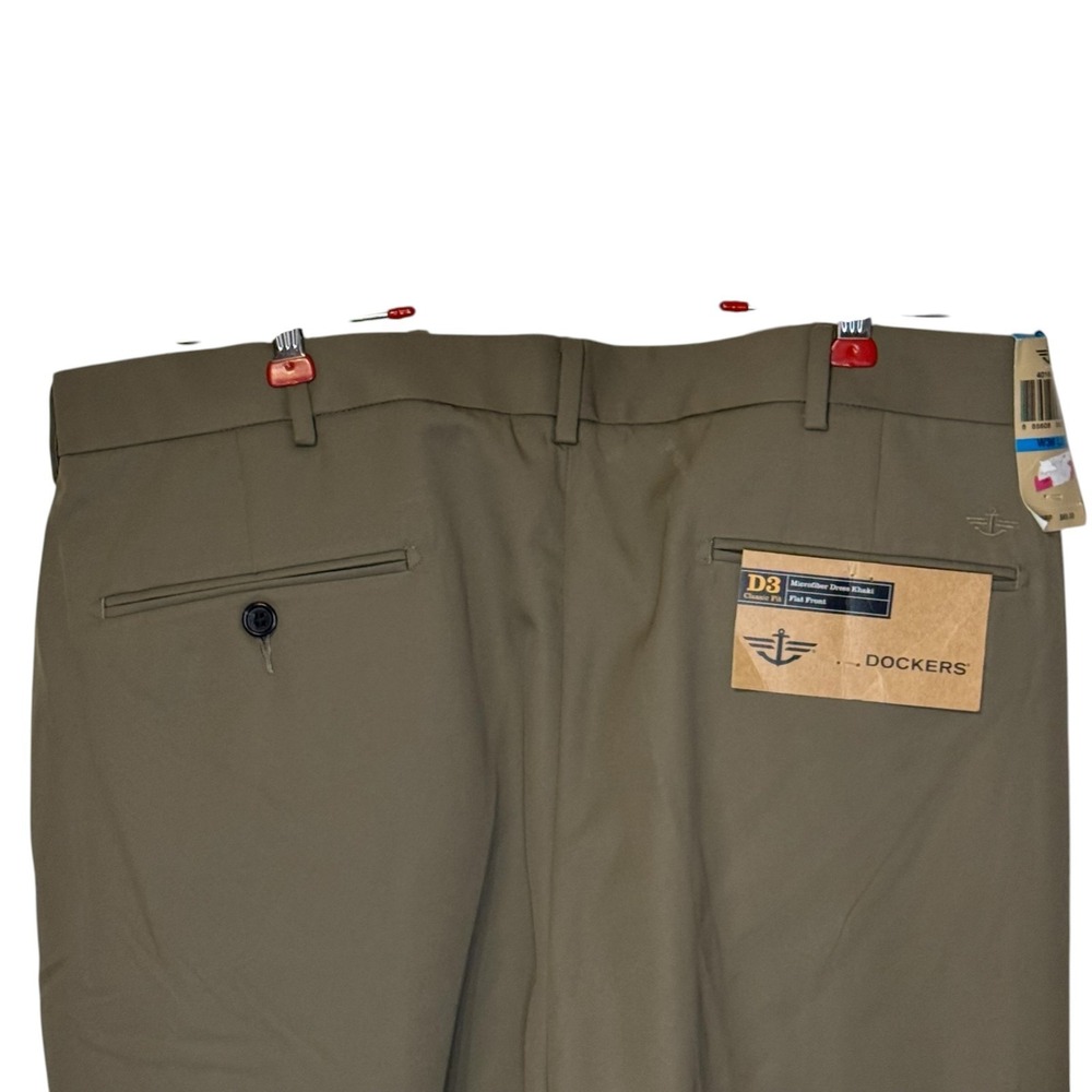 DOCKERS Men's Dress Pants D3 Microfiber Flat Front Straight Fit Khaki 36X32 NWT - Picture 8 of 11